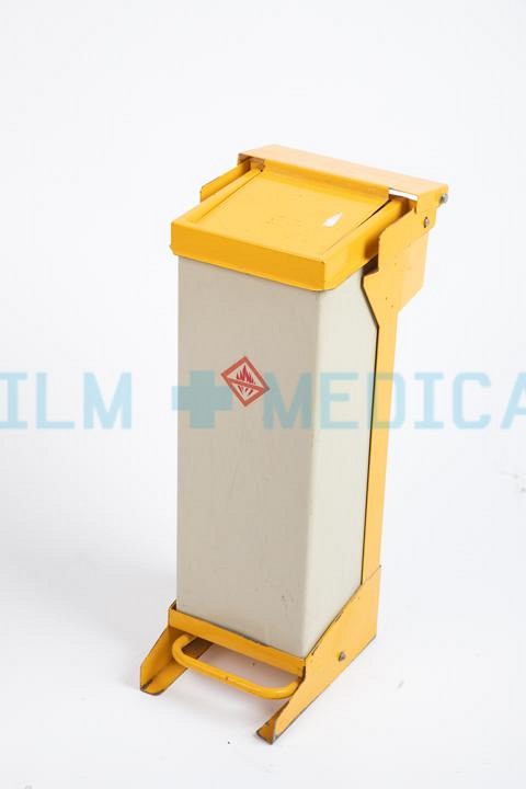 Hospital Waste Bin Slim White and Yellow